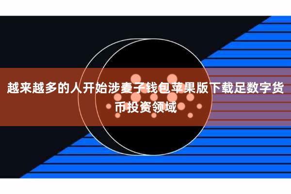 越来越多的人开始涉麦子钱包苹果版下载足数字货币投资领域
